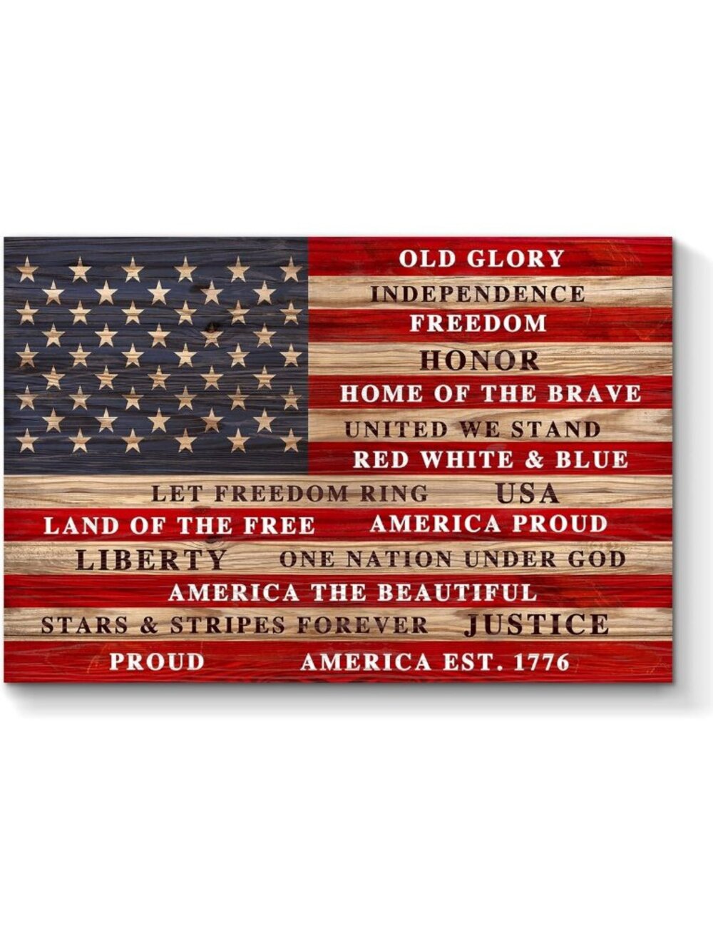 Vintage American Flag Wall Art - Patriotic Canvas Decor for Bedroom, 36x24